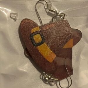 Brown and Yellow Hat Earrings
